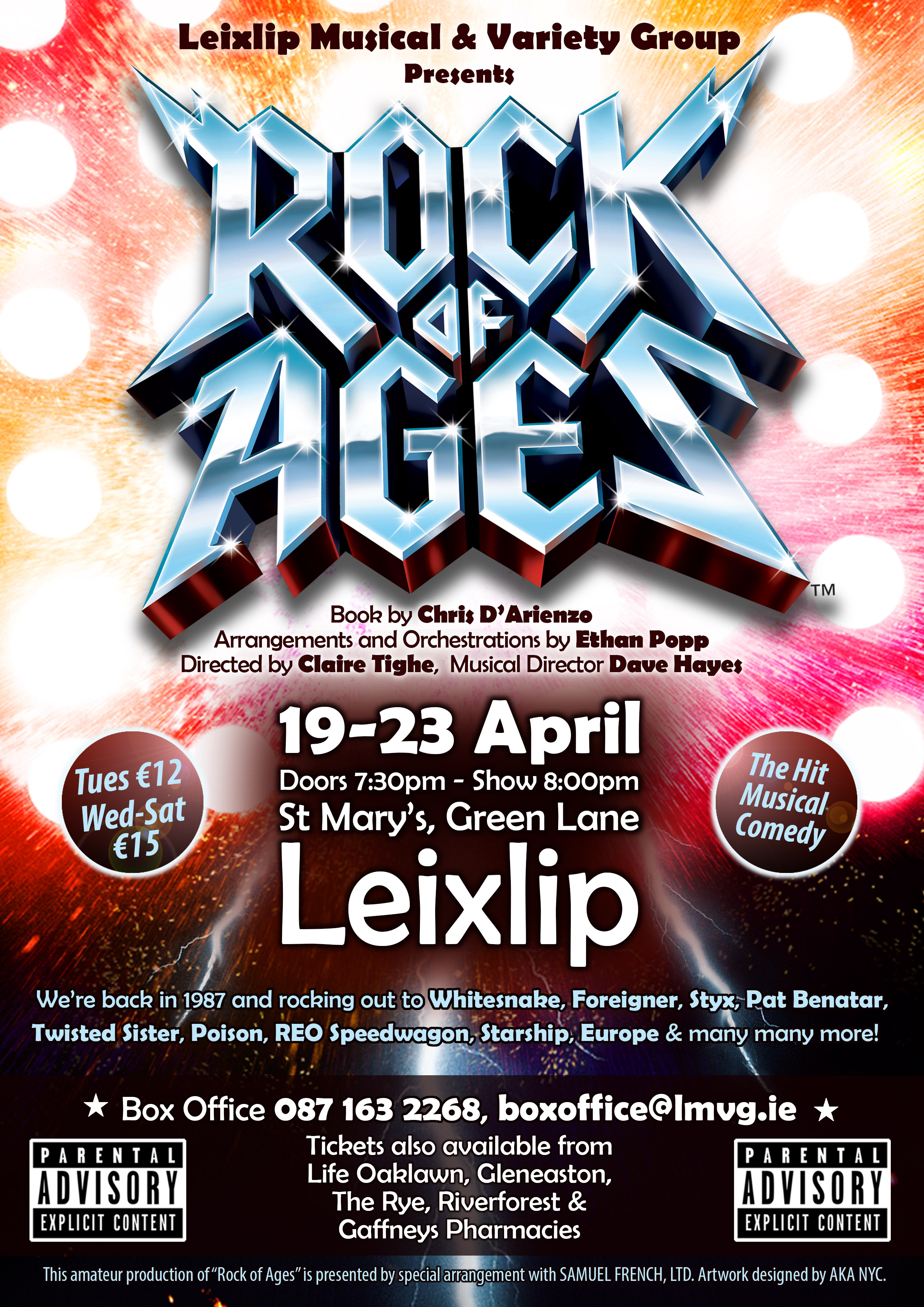 Rock of Ages Tickets Now On Sale Leixlip Musical and Variety Group